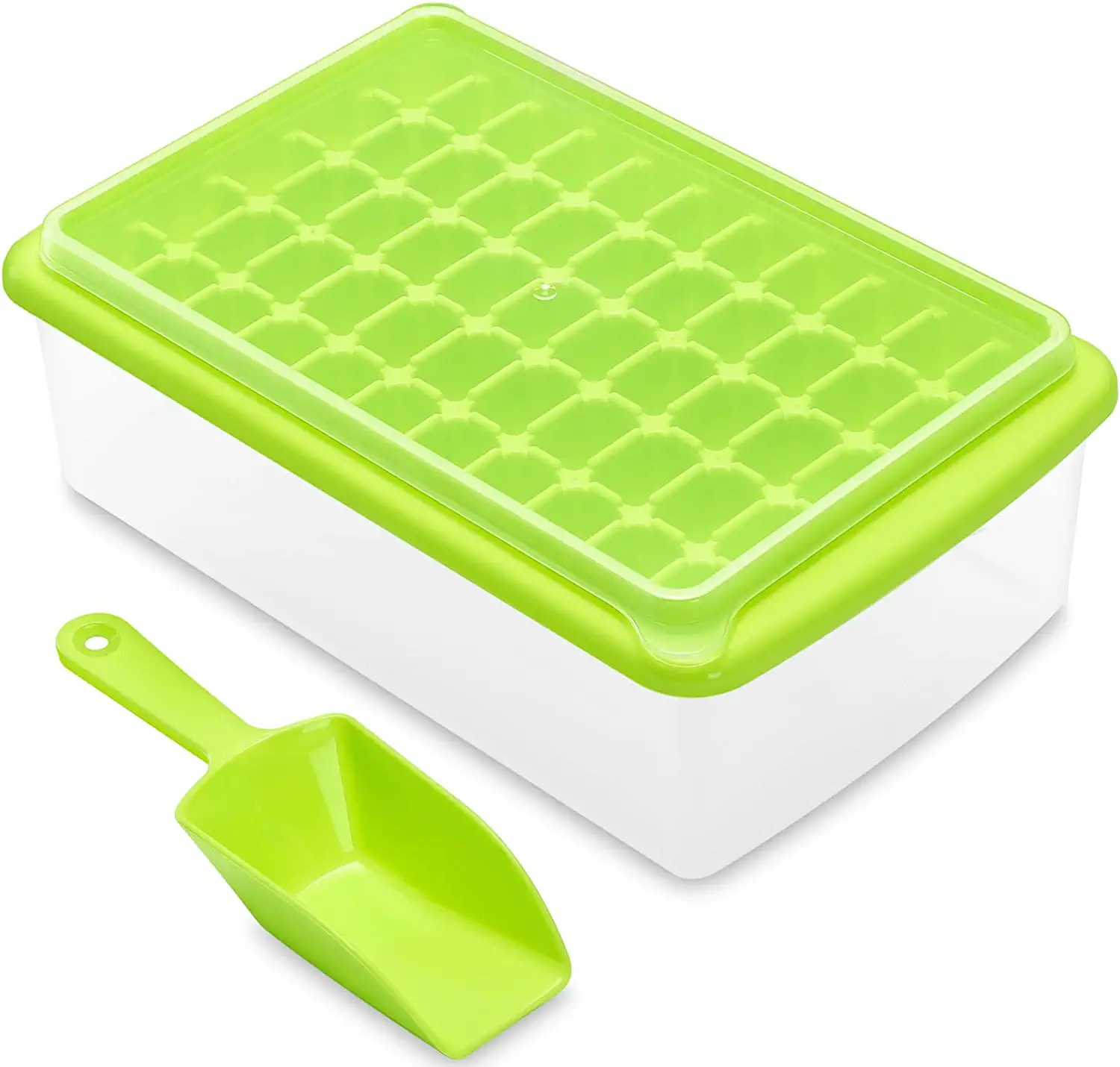 Photo 1 of ARTLEO Ice Cube Tray with Lid and Bin for Freezer, Easy Release 55 Nugget Ice Tray with Cover, Storage Container, Scoop. Perfect Small Ice Cube Maker Tray & Mold. Flexable Durable Plastic, BPA Free
