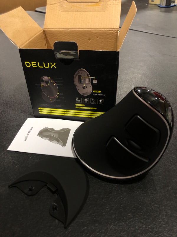 Photo 2 of DELUX Ergonomic Mouse Wireless, Vertical Silent Mouse with 2.4G USB Receiver, 3 Adjustable DPI (800/1200/1600), 6 Buttons, Removable Wrist Rest for Laptop PC Computer (M618Plus Wireless-Black)
