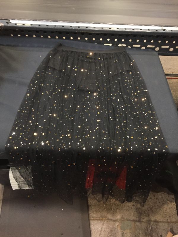 Photo 2 of Floerns Women's 2 in 1 Sheer Mesh High Waist Galaxy Print A Line Maxi Skirt M (RUNS SMALL)