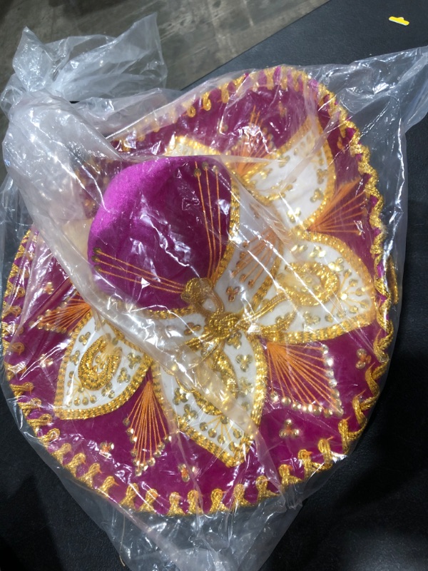 Photo 2 of Authentic Mariachi Sombrero Flowers Style Fancy Premium Mexican Sombrero Hat Made in Mexico (Pink)