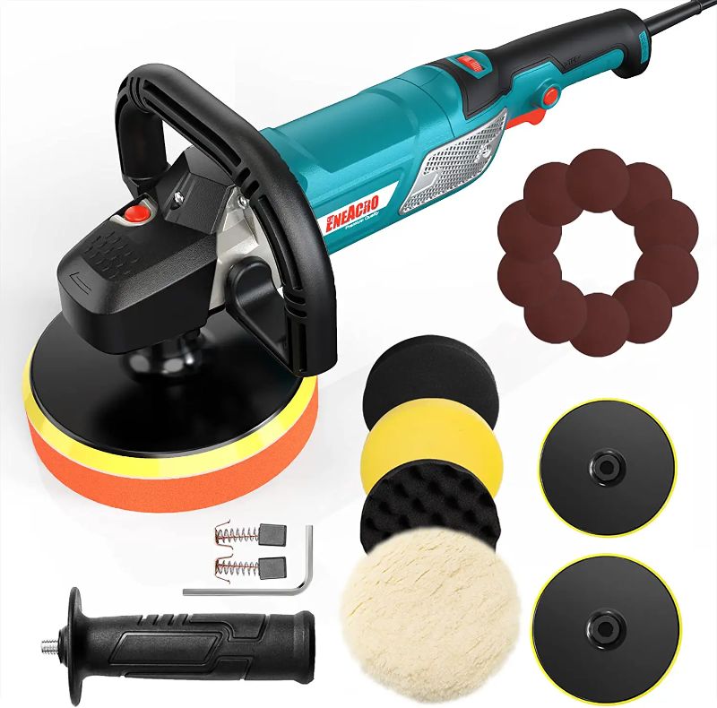 Photo 1 of ENEACRO Car Polisher, Rotary Buffer Polisher Waxer, 12 Amp 6-inch/7-inch Variable Speed 1000-3500RPM, Detachable Handle Perfect for Boat, Car Polishing and Home Appliance (12Amp)
