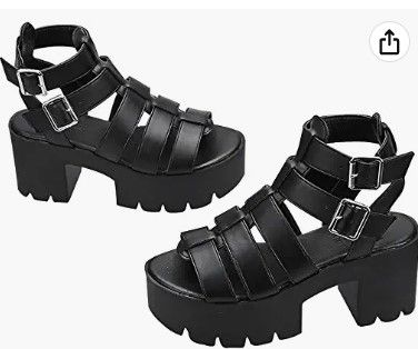 Photo 1 of ****Both buckles on left shoe broken***  READYSALTED Women's Cleated Chunky Platform Sandals in Open Toe Ankle Strap Block Heel(JAFFA) size 8