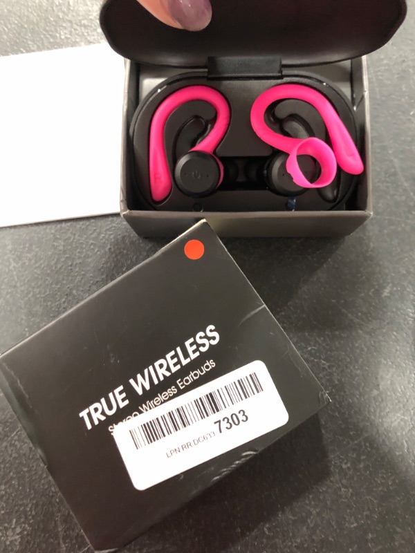 Photo 2 of APEKX Bluetooth Headphones True Wireless Earbuds with Charging Case IPX7 Waterproof Stereo Sound Earphones Built-in Mic in-Ear Headsets Deep Bass for Sport Running Pink