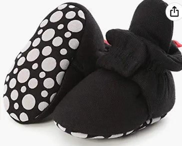 Photo 1 of HsdsBebe Unisex Newborn Baby Cotton Booties Non-Slip Sole for Toddler Boys Girls Infant Winter Warm Fleece Cozy Socks Shoes 6-12M