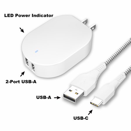 Photo 1 of Onn. Dual-Port Wall Charging Kit with USB-C to USB Cable
