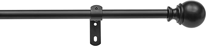 Photo 1 of Amazon Basics 5/8-Inch Curtain Rod with Round Finials - 1-Pack, 28 to 48 Inch, Black
