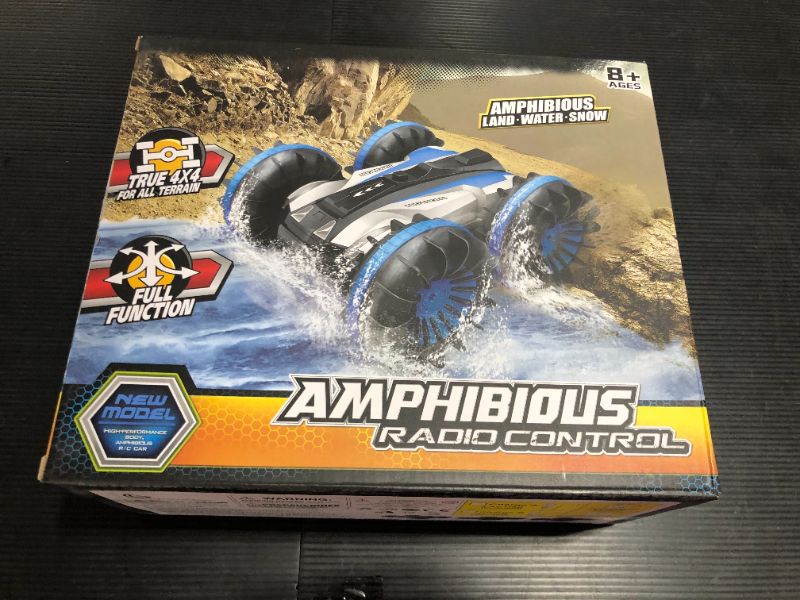 Photo 4 of 2.4G Rc Car Boat Land Water Rc Stunt Car Double Sided Remote Control Off-Road Vehicle Amphibious Rc Racing Car With 360° Rotation (Blue)