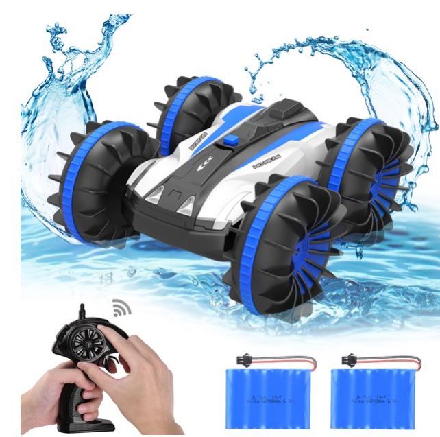 Photo 1 of 2.4G Rc Car Boat Land Water Rc Stunt Car Double Sided Remote Control Off-Road Vehicle Amphibious Rc Racing Car With 360° Rotation (Blue)