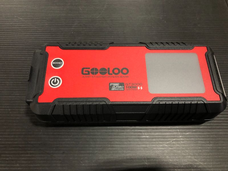 Photo 3 of GOOLOO GT3000 Jump Starter 3000A 100W 2-Way Fast Charging, SuperSafe 12V Lithium Portable Car Battery Booster Pack, IP65 Power Bank Charger Box with Jumper Cables for 8L Diesel and 10L Gas Engines