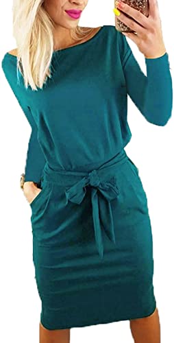 Photo 1 of PRETTYGARDEN Women's Casual Long Sleeve Party Bodycon Sheath Belted Dress
