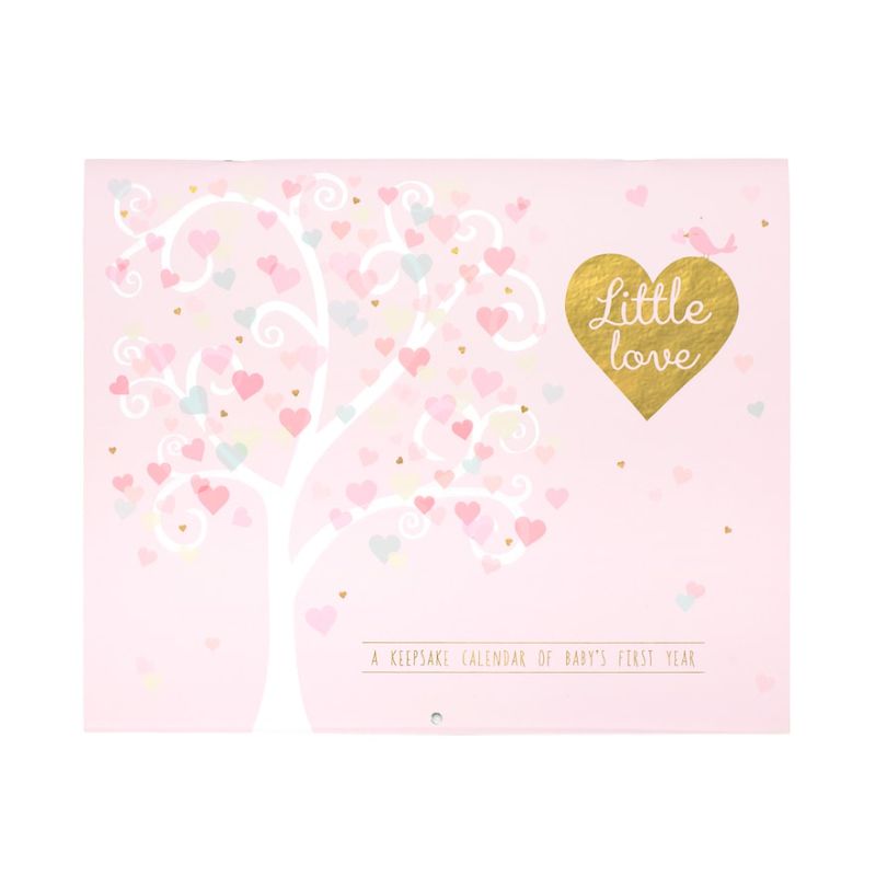 Photo 1 of JAM Paper & Envelope Gold and Pink Baby Calendar Family Tree 11 Width X 18 Height
