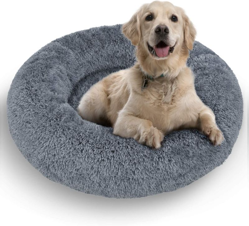 Photo 1 of Active Pets Plush Calming Dog Bed, Donut Dog Bed for Large, Anti Anxiety Dog Bed, Soft Fuzzy Calming Bed for Dogs & Cats, Comfy Cat Bed, Marshmallow Cuddler Nest Calming Pet Bed
