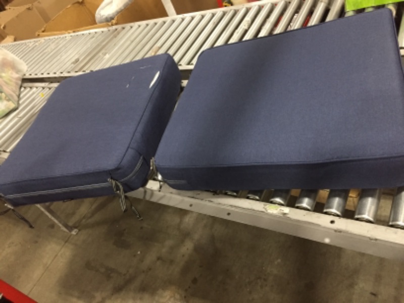 Photo 2 of Classic Accessories Montlake Water-Resistant 23 x 23 x 5 Inch (seat)/21 x 20 x 4 Inch (back) Patio Cushion Set, Heather Indigo Blue, Chaise Lounge Cushions Outdoor
