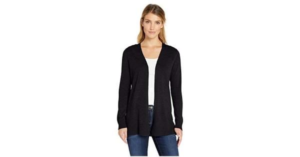 Photo 1 of Essentials Women's Lightweight Open-Front Cardigan Sweater, Black, Small
