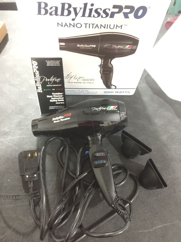 Photo 2 of BaBylissPRO Nano Titanium Portofino Full-Size Dryer Black
