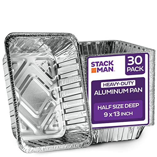 Photo 1 of Aluminum Pans 9x13 Disposable Foil Pans [30-Pack] Heavy-Duty Baking Pans, Half-Size Deep Steam Table Pans - Tin Foil Pans Great for Cooking, Baking, H
