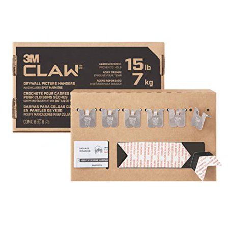 Photo 1 of 3M CLAW Drywall Picture Hanger with Temporary Spot Marker, Holds 15 Lbs, 6 Hangers, 6 Markers/Pack
