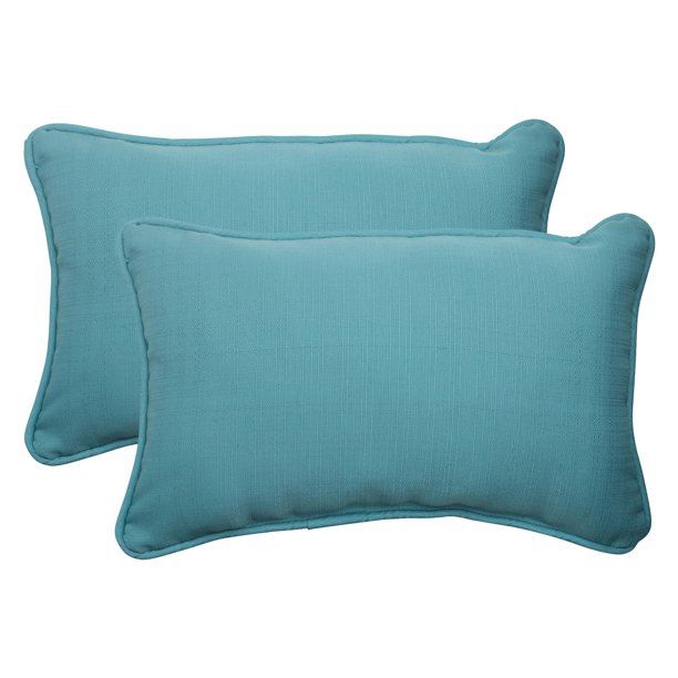 Photo 1 of  Forsyth Turquoise Rectangle Throw Pillow (Set of 2) size: 17in x 11in