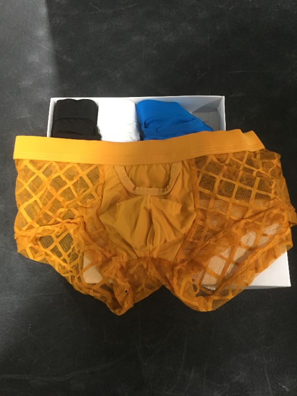 Photo 2 of Arjen Kroos Men's Sexy Mesh Boxer Briefs Underwear Funny Buckled Pouch Trunks
