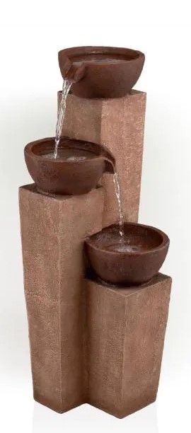 Photo 1 of 35 in. Tall Outdoor Layered 3-Tiered Pots Fountain