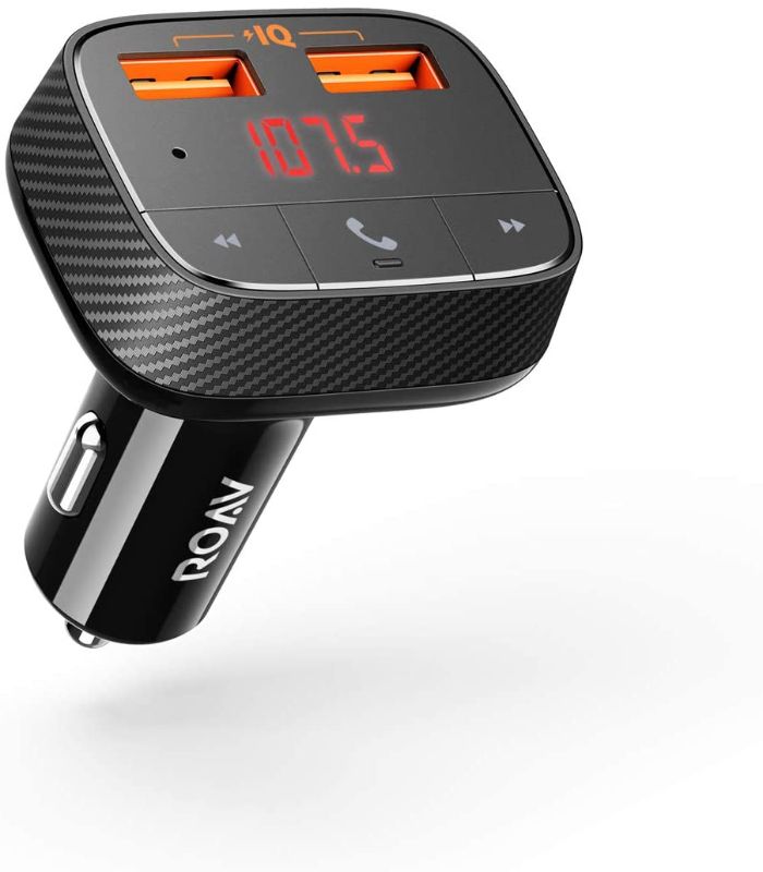 Photo 1 of Anker Roav SmartCharge F0 Bluetooth FM Transmitter for Car, Audio Adapter and Receiver, Hands-Free Calling, MP3 Car Charger with 2 USB Ports, PowerIQ, and AUX Output