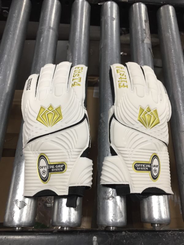 Photo 1 of FitsT4 Goalie Goalkeeper Gloves with Fingersaves & Super Grip Palms Soccer Goalkeeper Gloves for Youth, Adult
