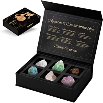 Photo 1 of Aquarius Crystals Gift Set, Zodiac Signs Healing Crystals Birthstones with Horoscope Box Set Astrology Crystals Aquarius Healing Stones Gifts
