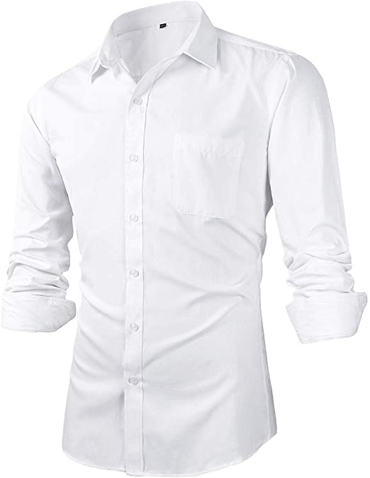 Photo 1 of Beninos Mens Slim Fit Solid Point Collar Button Down Dress Shirt SMALL 
