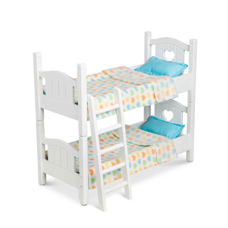 Photo 1 of Melissa & Doug Mine to Love Wooden Play Bunk Bed for Dolls, Stuffed Animals - White, Multicolor
