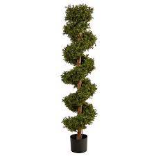 Photo 1 of 5’ Boxwood Spiral Topiary Artificial Tree (Indoor/Outdoor)