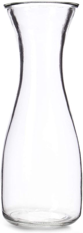 Photo 1 of 12 oz (350 ml) Glass Carafe Beverage Bottles, 4-pack - Water Pitchers, Wine Decanters, Mixed Drinks, Mimosas, Centerpieces, Arts & Crafts - Restaurant, Catering, Party, & Home Kitchen Supplies