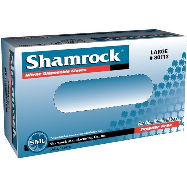 Photo 1 of 2 PACK!!! Shamrock Nitrile Disposable Gloves Powder-Free Textured Blue (Case of 1000) (small)
