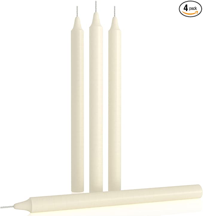 Photo 1 of CANDWAX Taper Candles Ivory Pack of 4 - Straight Candles 12 inch Ideal as Wedding Candles, Dinner Candles and Table Candles - Slow Burning Candles Dripless - Smokeless Long Candlesticks
