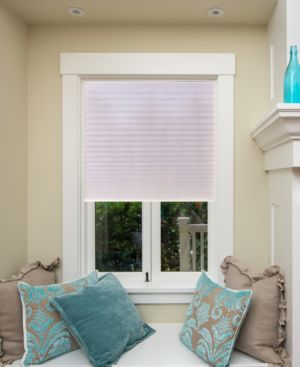 Photo 1 of Easy Lift Cut-to-Size White Cordless Light Filtering Fabric Pleated Shade 60 in. W x 64 in. L
