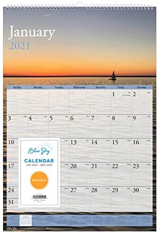 Photo 1 of Blue Sky 2021 Monthly Wall Calendar, White Twin-Wire Binding, 15.5" x 22.75", Scenes (117890-21)
