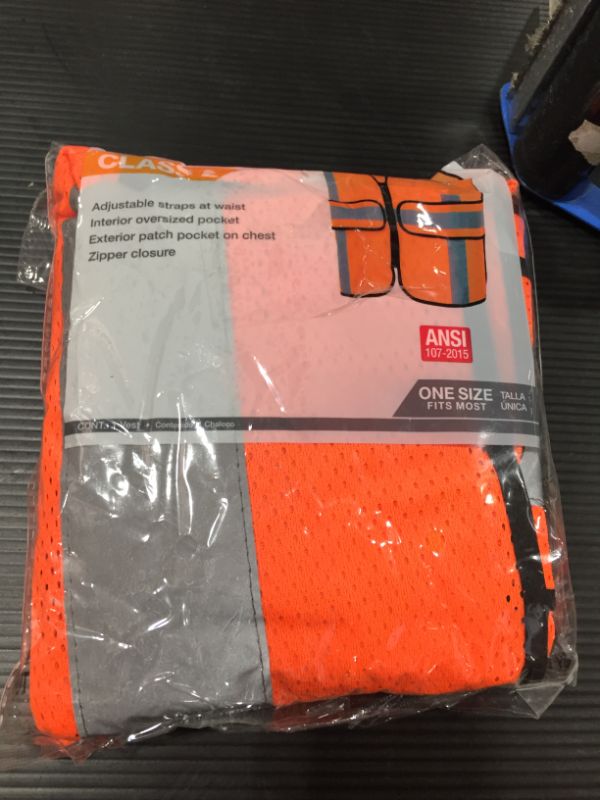 Photo 2 of HDX Hi Visibility Orange Class 2 Reflective Adjustable Safety Vest ONESIZE