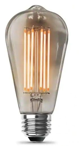 Photo 1 of 2 pack! 
Feit Electric
60-Watt Equivalent ST19 Dimmable Cage Filament Clear Glass E26 Vintage Edison LED Light Bulb, Warm White 