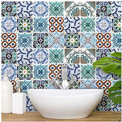 Photo 1 of [FANTASTIX] Tile Decals GS-702 European Pattern, 11"x11" 6sheets, Peel and Stick Self-Adhesive Removable PVC Stickers for Kitchen Bathroom Backsplash Furniture Staircase Home Decor
