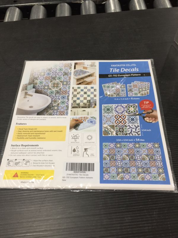 Photo 2 of [FANTASTIX] Tile Decals GS-702 European Pattern, 11"x11" 6sheets, Peel and Stick Self-Adhesive Removable PVC Stickers for Kitchen Bathroom Backsplash Furniture Staircase Home Decor
