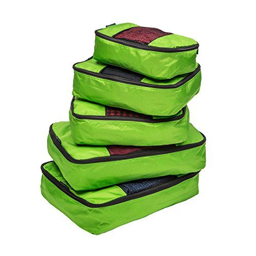 Photo 1 of TravelWise Luggage Packing Organization Cubes 5 Pack, Lime, 2 Small, 2 Medium, 1 Large
