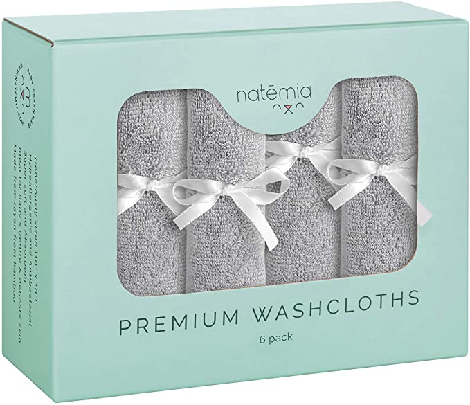 Photo 1 of Natemia Rayon from Bamboo Baby Washcloths (6-Pack) | Extra Soft & Absorbent Towels for Baby’s Sensitive Skin | Perfect 10”x10” Reusable Wipes | Great Baby Shower/Registry Present
