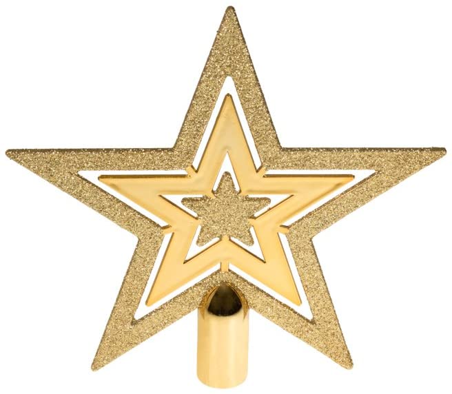 Photo 1 of Clever Creations Christmas 8 Inch Tree Topper Flat Star Decoration, Glitter Treetop Holiday Home Décor, Gold
