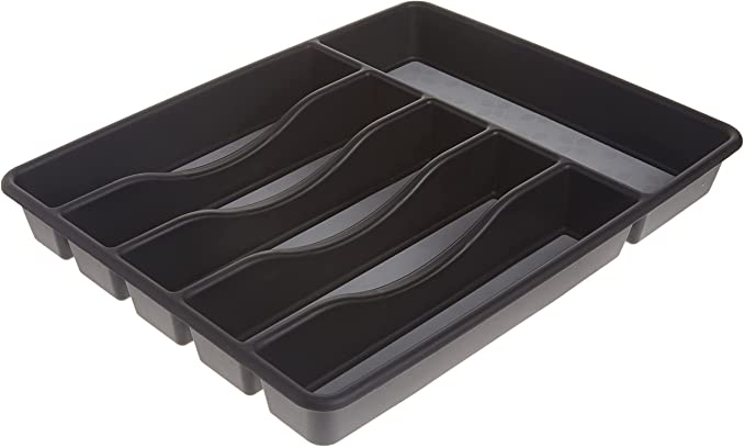 Photo 1 of Rubbermaid No-Slip Large, Silverware Tray Organizer, Black with Gray
