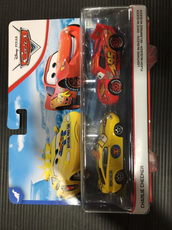 Photo 2 of Disney and Pixar Cars Charlie Checker and Lightning McQueen 2-Pack Storytelling Toy
