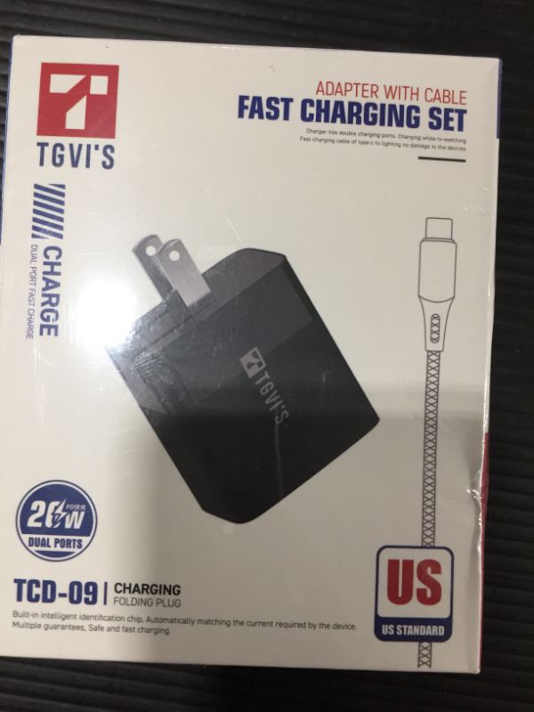 Photo 2 of TGVi's iPhone 13 Fast Charger, 20W 2-Port iPhone Fast Charger with 4ft MFi Certified C to Lightning Cable, USB C Charger Block for iPhone 13 12 Pro Max Mini 11 Xs XR X 8 Plus and More,iPad Pro, Black
