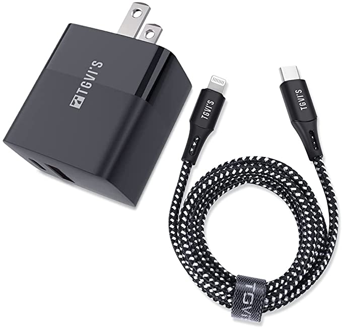 Photo 1 of TGVi's iPhone 13 Fast Charger, 20W 2-Port iPhone Fast Charger with 4ft MFi Certified C to Lightning Cable, USB C Charger Block for iPhone 13 12 Pro Max Mini 11 Xs XR X 8 Plus and More,iPad Pro, Black
