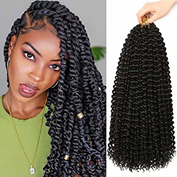 Photo 1 of Ubeleco Passion Twist Hair, 6 Packs 22 Strands/Pack Water Wave Crochet Hair for 18 Inch Passion Twist Crochet Hair for Black Women Long Bohemian Hair Passion Twist Braiding Hair Extensions (1B)
