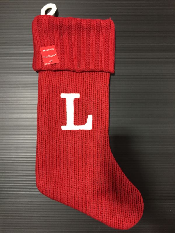 Photo 2 of Knit Monogram Christmas Stocking Red L - Wondershop 12 COUNT
