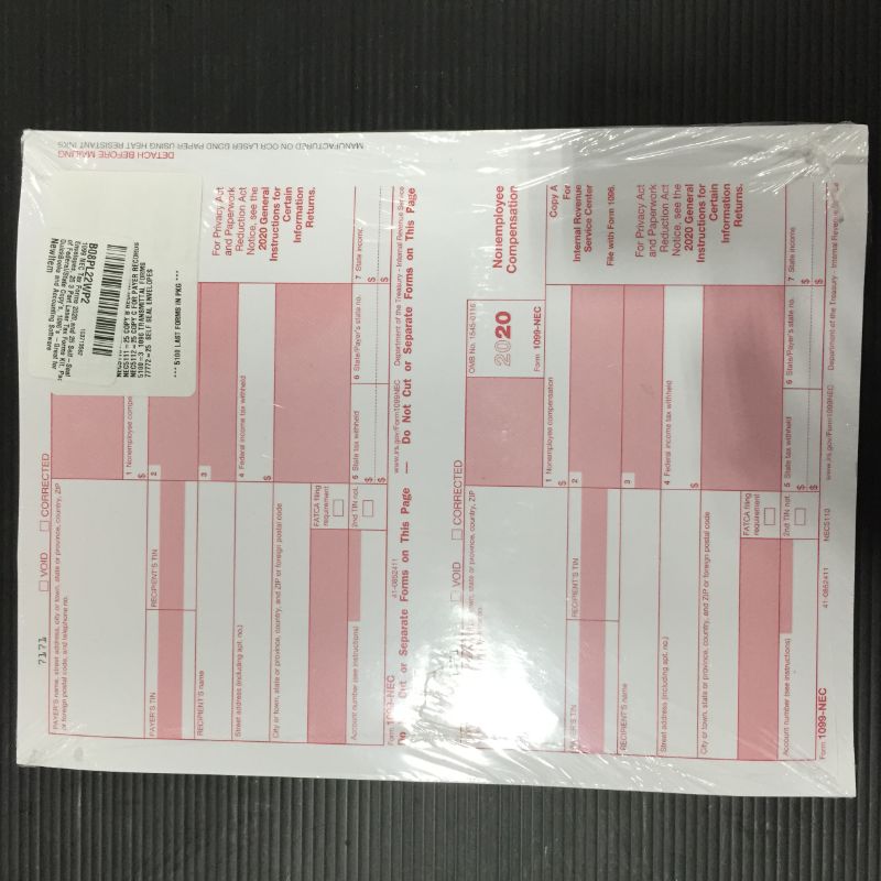 Photo 2 of 1099 NEC Tax Forms 2021,and 25 Self-Seal Envelopes, 25 3 Part Laser Tax Forms Kit, Pack of Federal/State Copy's, 1096's –Great for QuickBooks and Accounting Software
