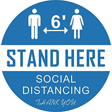 Photo 1 of Pack Social Distancing Floor Decals Stickers, Safety Floor Signs Marker, Stand Here to Maintain a 6FT Social Distance - 12" Round 3 PACK